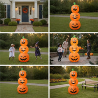 Halloween Stacked Pumpkin Inflatable Outdoor Jack-O-Lantern Decoration Lighted Jack-O'-Lantern Glowing for Party