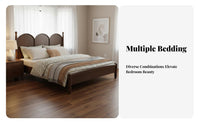 French Design Double Bed Sturdy and Hard-Wearing Solid Wood Bed Frame No Box Spring Needed Bedroom Furniture for Couples, Guesthouse Owners, Apartment