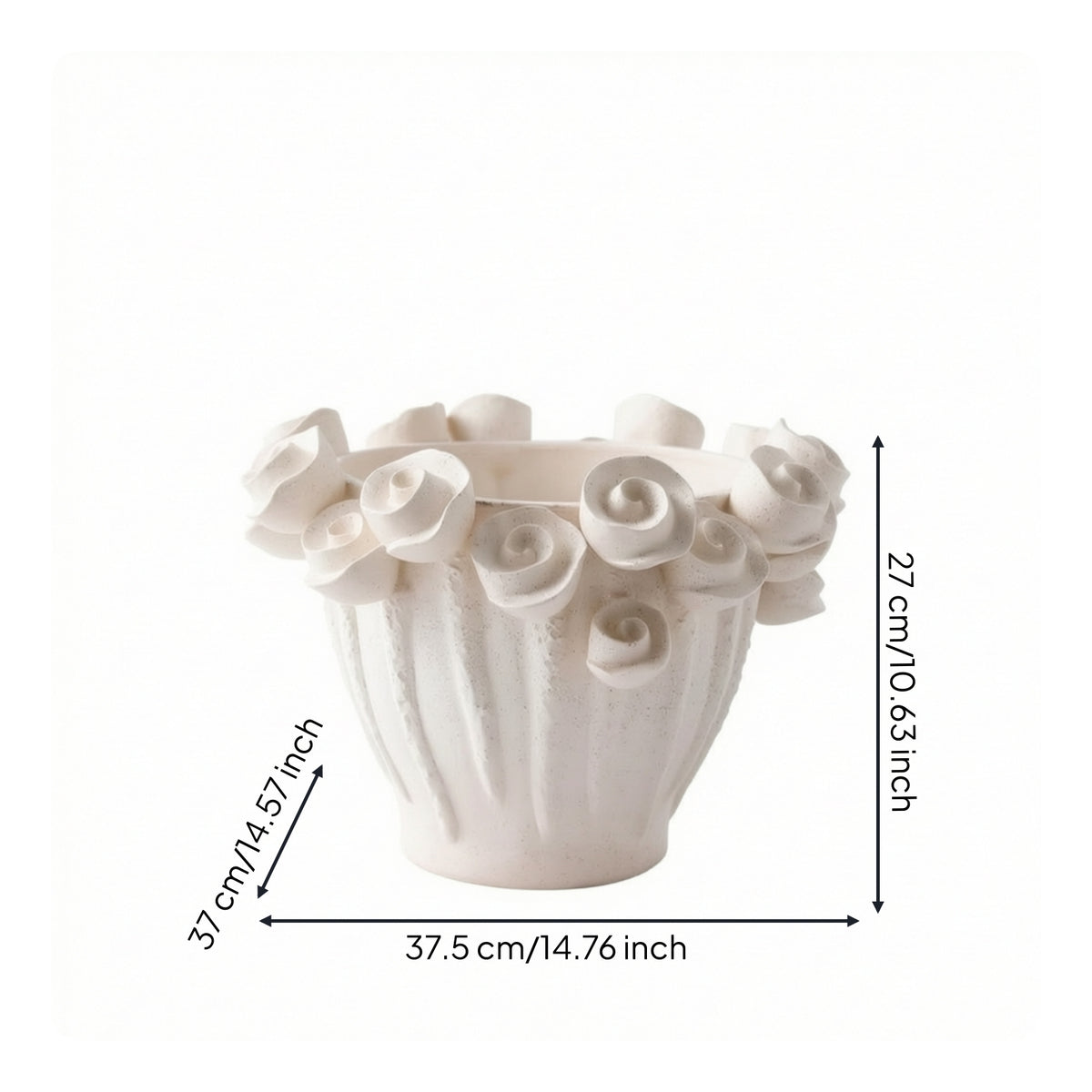 Vase with Floral Relief Artisanal Ceramic Vase Modern Flower Holder for Entryway