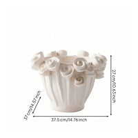 Vase with Floral Relief Artisanal Ceramic Vase Modern Flower Holder for Entryway