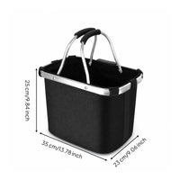 Aluminum Alloy Frame Folding Bike Basket Reinforced Front Bike Basket Textile Body Wide Top Opening