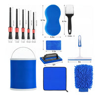 13 Pieces Car Wash Set with Bucket Soft-Filament Vehicle Cleaning Set Versatile Windshield Squeegee for Boat Owners, Rv Maintenance