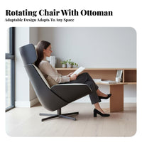 Nordic Aesthetic Geometric rotating Armchair Sculptural Form rotating Chair with Footstool Ergonomic Design Indoor Seating dense Foam for Home Workers, Interior Designers, Living Room, Bedroom, study alcove, Reception Area