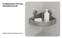 DrillDrillless Suction Cup Corner Shelf No-Drilling Suction Cup Corner Holder Easy to Install Bathroom Accessory Space-Saving Design for Homeowners, Students, Families, Washroom, Powder Room, Kitchen
