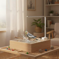 Natural Rain Effect Circulating Water Bird Bath Quiet Pump Electric Parrot Bath Tub