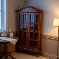 1:12 Scale Miniature Display Cabinet Wooden Dollhouse Cabinet with Glass Doors Vintage Furniture Walnut for Collectors