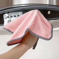 Dense Coral Fleece Microfibre Cloth, Hanging Dish Cloths and Cleaning Cloths for Kitchen, Quick Drying Microfibre Cloth for Dishes and Hands