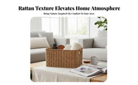 Woven Rectangular container adaptable Wicker container Handwoven for Bedroom, Kitchen