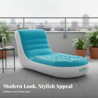 Foldable Inflatable Bean Bag Chair Easy to Inflate Inflatable Bean Bag Soft Flocking Lazy Sofa Long-Lasting for Students, Young Adults, Campers, Outdoor, Camping, Dorm Room, Travel