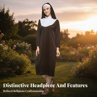 Full-Length Robe Nun attire Set timeless Design Cosplay Outfit Loose Fit Religious Costume Lightweight for Cosplayers, Party-& and attenders, actors, Halloween, Theatrical Performance, Stage Performances, religious institution Activities