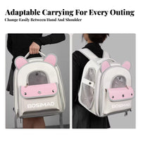 Large Capacity Expandable Cat Backpack Built-in Safety Leash Expandable Mesh Rucksack Comfortable Padded Straps Pet Carrier Multiple Openings for Small Dog Owners, Travelers, Hikers, Travel, Vet Visits, Public Transportation, Outdoor Activities