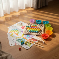 Bead Pick-up Toy Child-Centered Wooden Bead Game Color Matching Board Game for Kindergarten