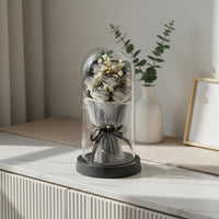 Everlasting Flowers Soap Flower Centerpiece Romantic Gift Blossom Arrangement in Glass Dome Elegant Design Enchanted Blossom Display Handmade for Mom, Girlfriend, Birthday, Anniversary, Bedroom