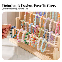 Space Saving Wooden Tiered Bracelet Stand Tangle-Tangle-Resistant Solid Wood Prayer Bead Holder Easy Reach for Boutique Owners, Craft Fair