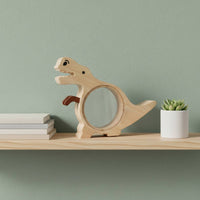 Gift Idea Wooden Dinosaur Coin Bank Cute Desk Display Transparent Dinosaur Savings Bank Natural Wood Dino Currency Box Educational for Children, Boys and Girls