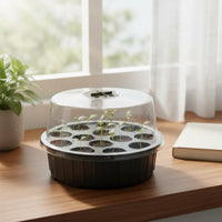 3 Pieces Moisture Retention 13-Hole Tray Heat Preservation Round Seedling Tray Clear Dome Cover Covered Propagation Box Reusable for Indoor Gardening, Balcony, Greenhouse