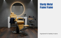 Luxury Hydraulic Salon Chair, Adjustable Reclining, Metal Frame, Commercial Furniture