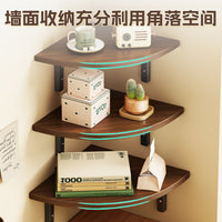 MUGG Wall Corner Shelf Triangle Bracket Wooden Wall-Mounted Corner Bookshelf No-Drill Storage Rack
