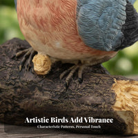 Lifelike Design Resin Bird Figurine Hand-Painted Resin Bird on Branch Decor Weather-Resistant Hanging Tree Ornament Easy Installation for Gardeners, Garden, Courtyard, Patio, Balcony