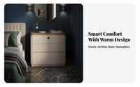 Minimalist Design Extendable Vanity Set Space-Saving Dressing Table Flip-Top Mirror Makeup Station Biometric Lock for Apartment Dwellers, Homeowners, Content Creators, Walk-in Closet