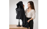 Hooded Cloak Black Medieval Cloak One-Size Costume Cape for Actors, Halloween, Cosplay, Theater