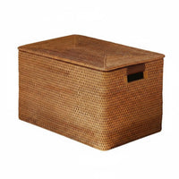 Vintage Design Rattan Storage Basket Nordic Design Wicker Basket with Handles for Bathroom, Bookshelf, Closet