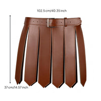 PU Leather Combatant Kilt Medieval Style Faux Leather Battle Skirt Halloween Costume Clothing