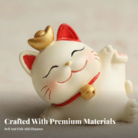Lucky Cat Bobblehead Bounces with Motion Auspicious Cat Statue Figurine Versatile Placement Car Dashboard Decoration for Students, Men, Desktop
