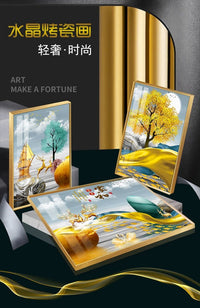 背靠金山三联画客厅装饰画沙发背景画简约挂画现代壁画山水墙画