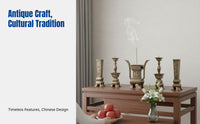 Rectangular Solid Copper Offering Set, Incense Burner, Candle Holder, Home Buddhist Altar, Traditional Ceremony Decor