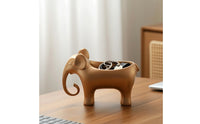 Elephant Storage Container Shiny Elephant Figurine with Storage Sculptural Catchall Tray for Desk