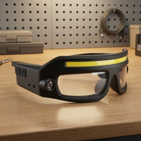 Rechargeable Glasses Style Headlamp Lightweight Headlamp with COB Light Bar Compact Wearable Glasses Light Portable for Mechanics, Runners, Repair Work