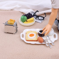 Miniature Breakfast Set Authentic-Looking Dollhouse Kitchen Props Decorative Toast Machine for Hobbyists