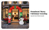 Green Bow Santa Snowman Arch Snowflake Print Christmas Inflatable Arch Outdoor Stable Ground Stakes