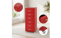 Six-Drawer Cabinet with Casters Beneath-Desk Rolling Drawer Organizer Metal Storage Cabinet for Telecommuters, Students, Home Office, Dorm Room