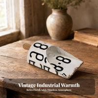 Distressed White Wall-Hanging Shovel Weathered Decorative Shovel Rust-Style Detailing Vintage Tin Sign Wooden Handle