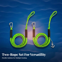 2 Pieces Stretch Boat Rope with Hook Shock Absorbing Elastic Docking Rope Elastic Dock Tie Long-Lasting Bungee Dock Line Sturdy