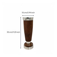 Walnut Wood Candle Holder Stainless Steel and Walnut and Metal Candlestick Polished Finish Candle Holder