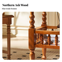 French designd circular table with Beaded Curtain Vintage design Round Sofa Table Multi-Functional Nightstand Space-Saving Design for Apartment Dwellers, homeowners, Interior Decorators, Living Room, Bedroom, Small areas, Balcony