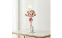 Girl Figurine with Lamp Decorative Girl Statue with Glowing Sphere Whimsical Lamp Figurine for Bedroom