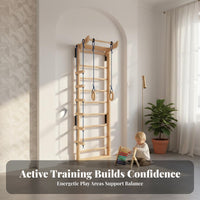 Kids Indoor Climbing Wall Sensory Integration Training Rock Climbing Wall Ladder Solid Wood Construction Wooden European Ladder Set for Kindergarten