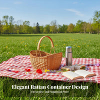 Faux Wicker &bazaar Tote sturdy Plastic Wicker tote Easy to Clean for Kitchen