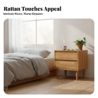 Japanese Design Rattan-Door End Table Space-Saving Rattan Door Accent Table Minimalist Nightstand Raised Rim Top for Homeowners, Apartment Dwellers, Interior Decorators, Guest Room, Small Areas, Entryway, Awayice