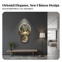 Easy to Install Chinese Aesthetic Backlit Wall Decor Premium Materials Chinese Aesthetic Illuminated Mural Wireless Control LED Landscape Wall Art Symbolic Beauty for Homeowners, Interior Designers, Entryway, Corridor, Living Room, Staircase