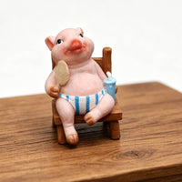 Painted Finish Pink Pig Ornament Tabletop Seated Pig Figurine Cute Creature Statue Decorative Figure for Desktop, Garden, Courtyard