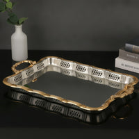 Metal Serving Tray Serving Tray with Handles Openwork for Sideboard