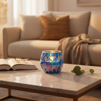Mosaic Glass Candle Holder Table Centerpiece Mosaic Candle Holder Romantic Home Decor Decoration for DIY Enthusiasts, Spa
