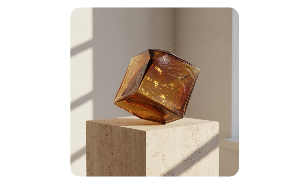 Modern Geometric Glass Vase, Concave Cube, Countertop Decoration