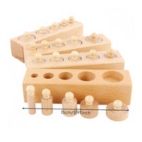 Early Development Educational Cylinder Blocks Fine Movement Skills Knobbed Cylinder Activity Natural Wood for Toddlers, Infants, Daycare