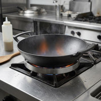 Cast Iron Wok Thickened Body Round-Bottom Wok Heat Retention Kitchen Tool
